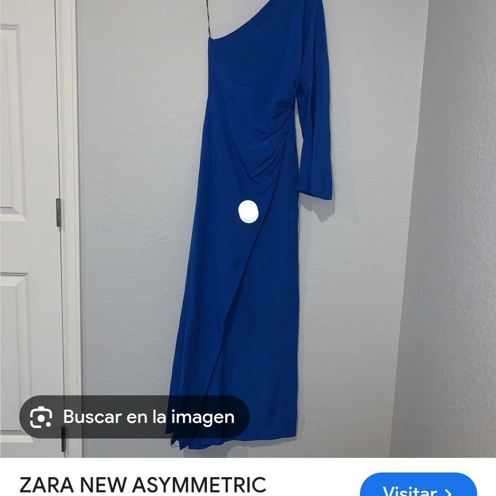 Zara Blue Asymmetrical Long Sleeve Cocktail Dress